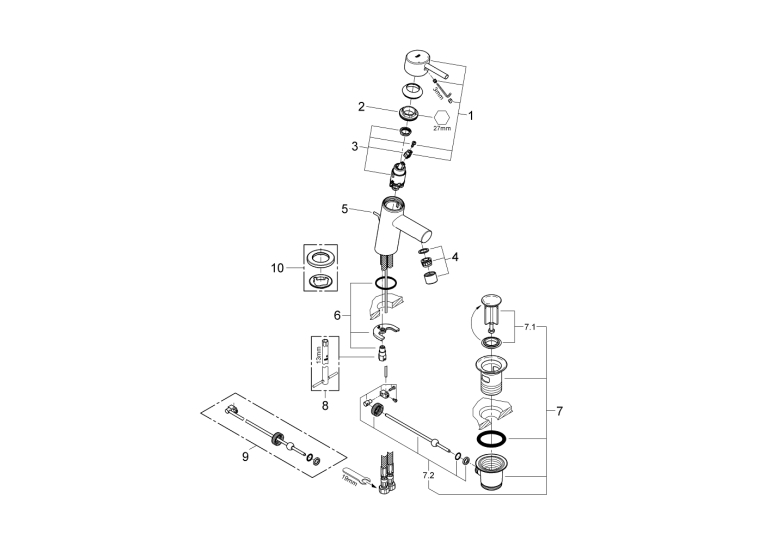Однорычажный смеситель для раковины Grohe Concetto S-Size (32204001)