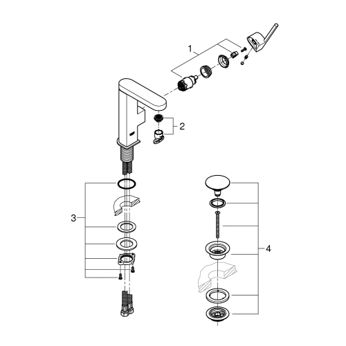 Одноважільний змішувач для раковини Grohe Plus, М-Size (23872003)