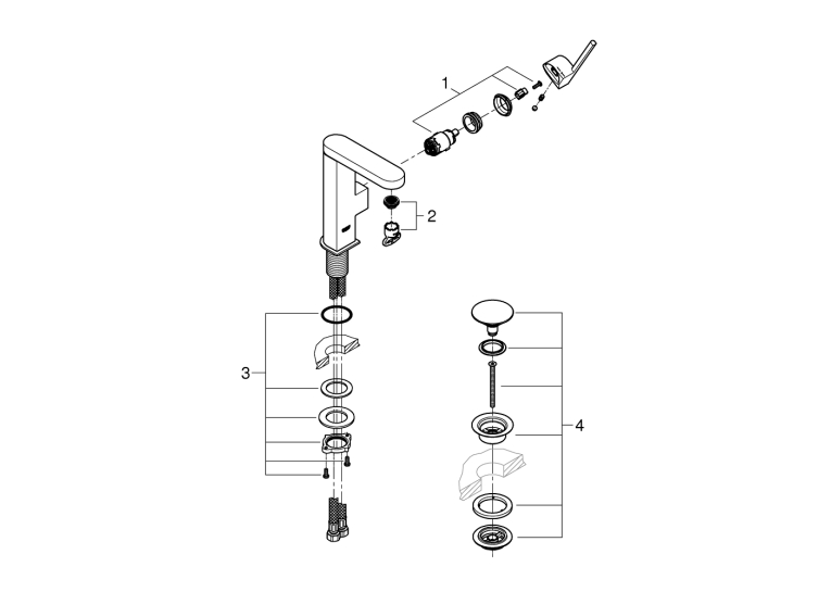 Однорычажный смеситель для раковины Grohe Plus, М-Size (23872003)