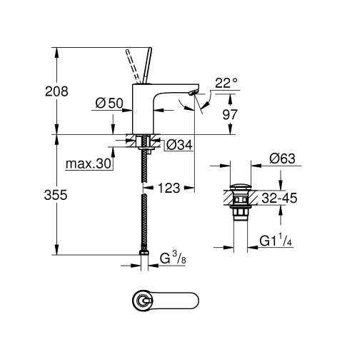 Одноважільний змішувач для раковини Grohe Get Joy M-Size (23800000)