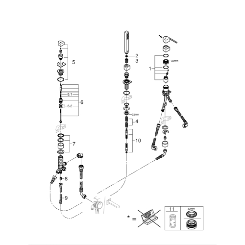 Однорычажный смеситель на ванну на три отверстия Grohe Plus (23845003)