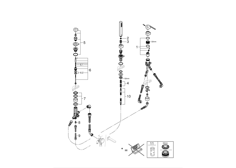Одноважільний змішувач на ванну на три отвори Grohe Plus (23845003)