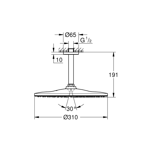 Верхній душ з кронштейном Grohe Rainshower 310 Mono 142 мм, 1 режим струменя (26559000)