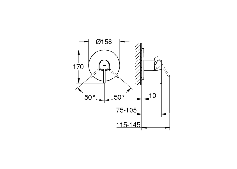 Одноважільний змішувач для душу Grohe Plus (24059AL3) Графіт матовий