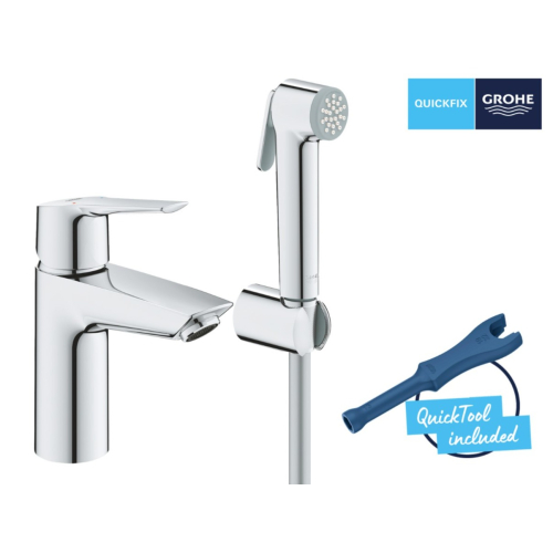 Смеситель для раковины с гигиеническим душем Grohe QuickFix Start 23123003