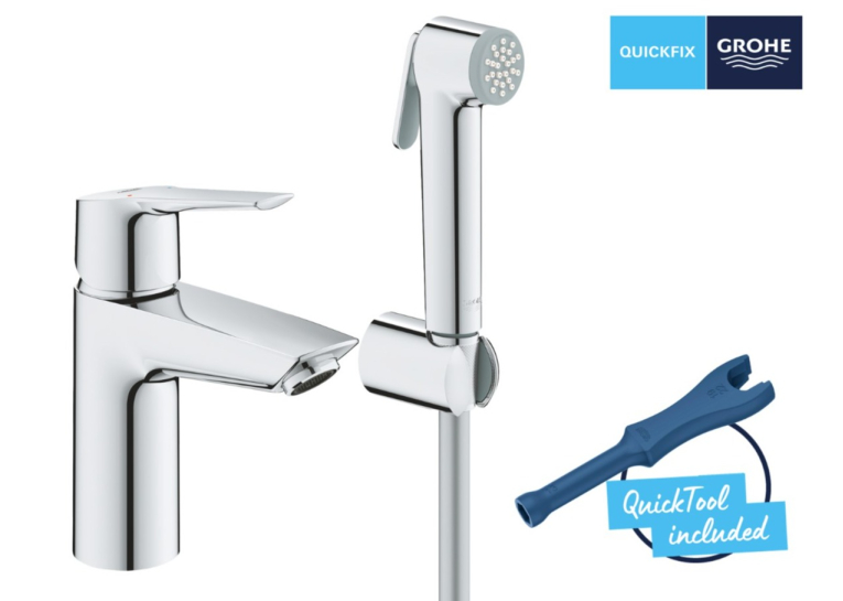 Смеситель для раковины с гигиеническим душем Grohe QuickFix Start 23123003