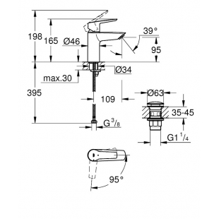 Смеситель для раковины S-размера Grohe QuickFix Start 23551002