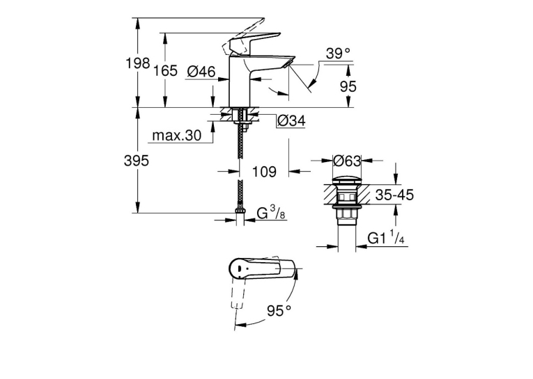 Змішувач для раковини S-розміру Grohe QuickFix Start 23551002