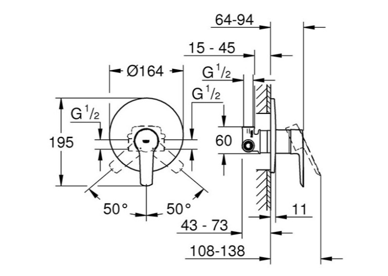 Смеситель скрытого монтажа для 1 потребителя Grohe QuickFix Start 32590002