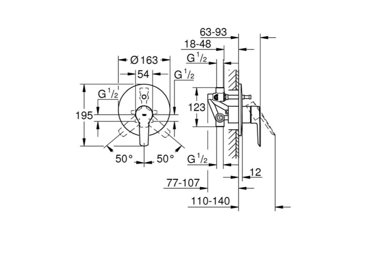 Змішувач прихованого монтажу на 2 споживача Grohe QuickFix Start 23558002