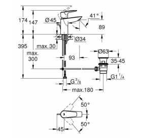 Смеситель для раковины S-размера Grohe QuickFix Start Edge 24196001