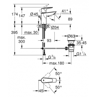 Смеситель для раковины S-размера Grohe QuickFix Start Edge 24196001