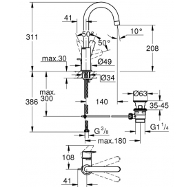 Смеситель для раковины L-размера Grohe QuickFix Start Edge 24201001