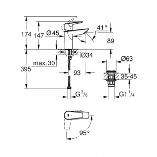 Змішувач для раковини S-розміру Grohe QuickFix Start Edge 23900001