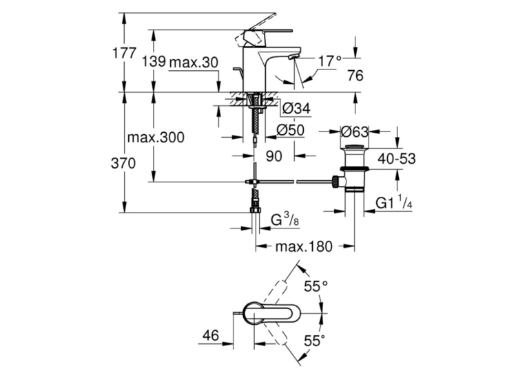 Смеситель для раковины S-размера Grohe QuickFix Get 32883000
