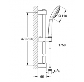 Душовий гарнітур зі штангою, 1 режим струменю Grohe QuickFix Vitalio Joy 27322000