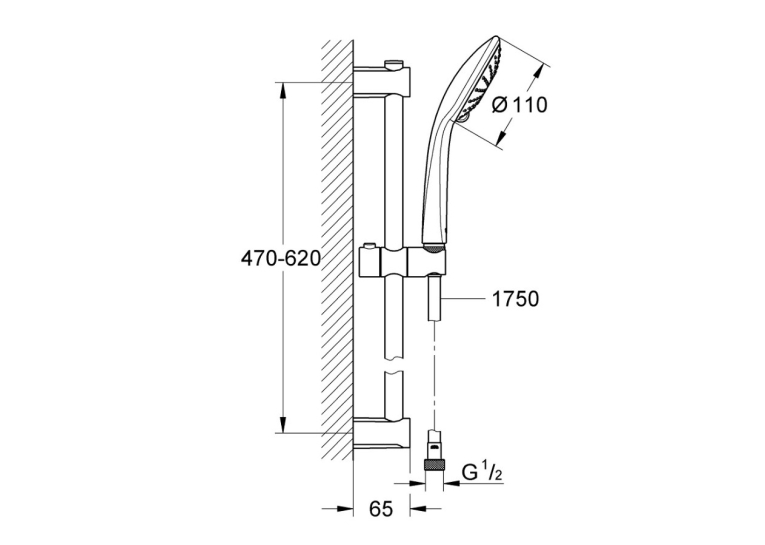 Душевый гарнитур со штангой, 3 режима струи Grohe QuickFix Vitalio Joy 27333000