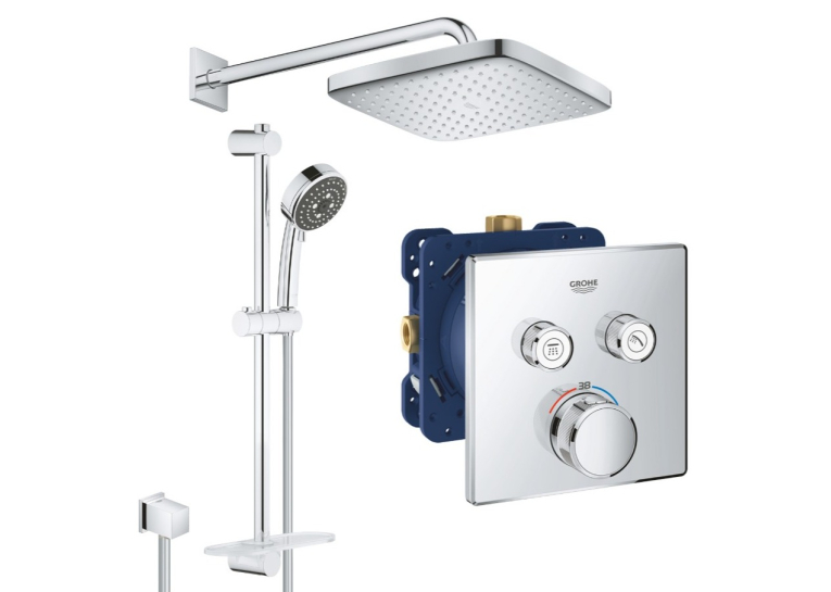 Душевая система скрытого монтажа с термостатом Grohe QuickFix SmartControl&Vitalio Start 250 Cube RU202801C2