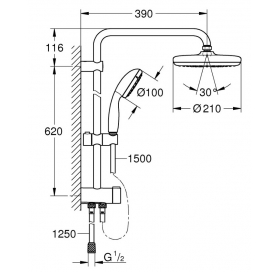 Душевая система с переключателем Grohe Vitalio Start Shower System 26382001