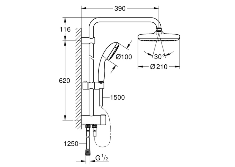 Душевая система с переключателем Grohe Vitalio Start Shower System 26382001