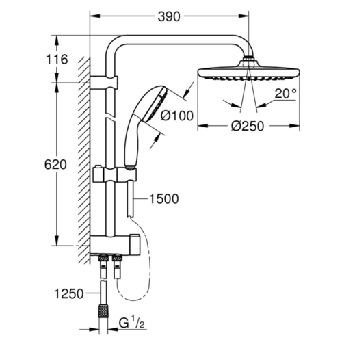 Душевая система с переключателем Grohe QuickFix Vitalio Start Shower System 26817000