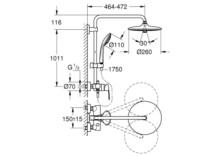 Душова система зі змішувачем для душа Grohe QuickFix Vitalio Joy Shower System 27684001
