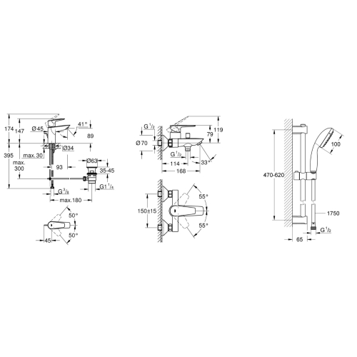Набор смесителей для ванной комнаты Hansgrohe Vernis Blend 71551111