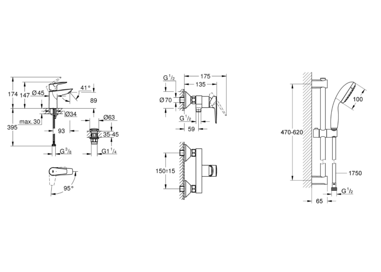 Комплект змішувачів для душу Grohe QuickFix Start Edge ColdStart UA202502SE