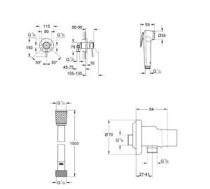 Гигиенический душевой набор Grohe QuickFix Bau Classic UA202606QF
