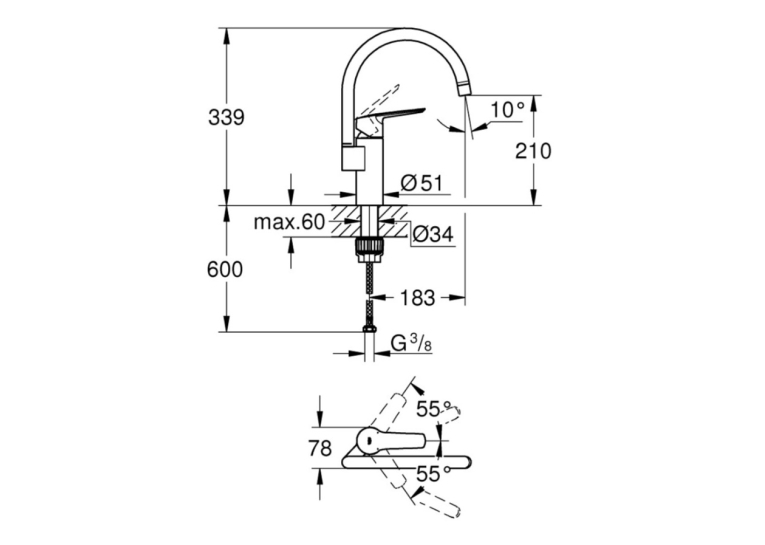 Змішувач для кухні Grohe QuickFix Start 30469000