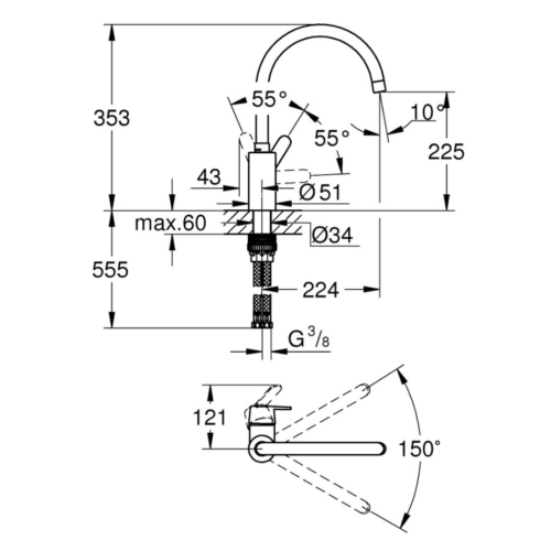 Смеситель для кухни Grohe QuickFix Get 31494001