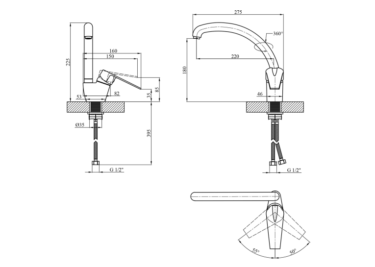 Смеситель для кухни Kroner KRM Odra - W035, CV021262