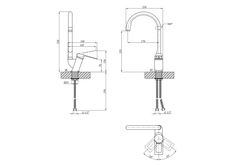 Смеситель для кухни Kroner KRM Zenda - SCH030, CV022960