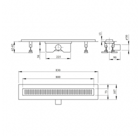 Лінійний трап Q-tap Dry FB304-800 із сухим затвором 800 мм