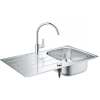 Мойка из нержавеющей стали Grohe + Однорычажный смеситель для кухни BauEdge 31562SD1 Сталь