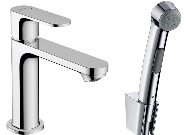 Змішувач Hansgrohe Rebris S 110 для умивальника з гігієнічною лійкою . Chrome 72215000