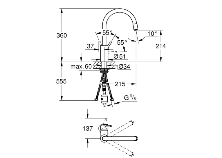 Змішувач для кухні Grohe Concetto 32663DC3 Сталь