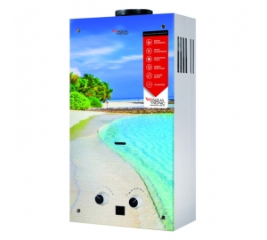 Колонка газовая дымоходная Aquatronic JSD20-AG308 10 л (JSD20AG308BEACHGLASS) стекло/пляж