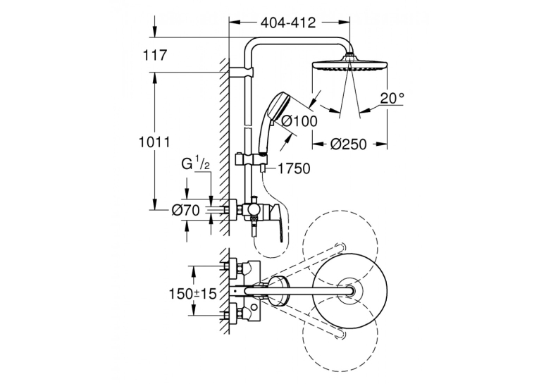 Душова система із змішувачем Grohe Tempesta Cosmopolitan System 250 26673000