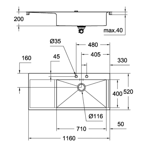 Кухонна мийка Grohe Sink K1000 31582SD0 Сталь