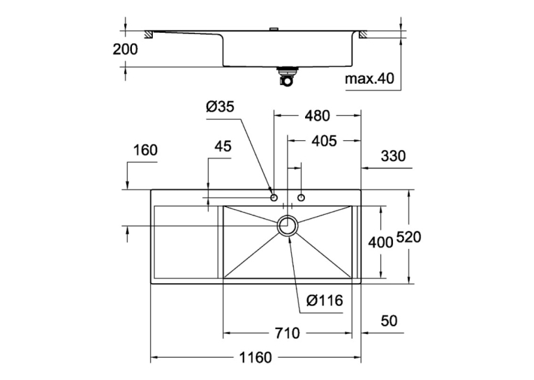 Кухонная мойка Grohe Sink K1000 31582SD0 Сталь