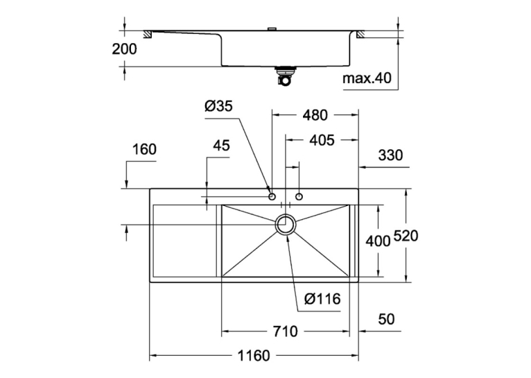Кухонна мийка Grohe Sink K1000 31582SD0 Сталь