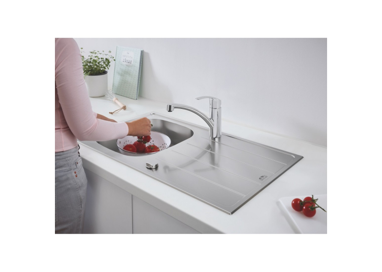 Мойка из нержавеющей стали Grohe + Однорычажный смеситель для кухни Eurosmart 31565SD1 Сталь