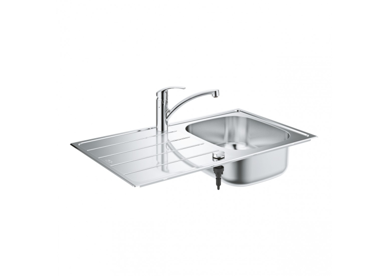 Мойка из нержавеющей стали Grohe + Однорычажный смеситель для кухни Eurosmart 31565SD1 Сталь