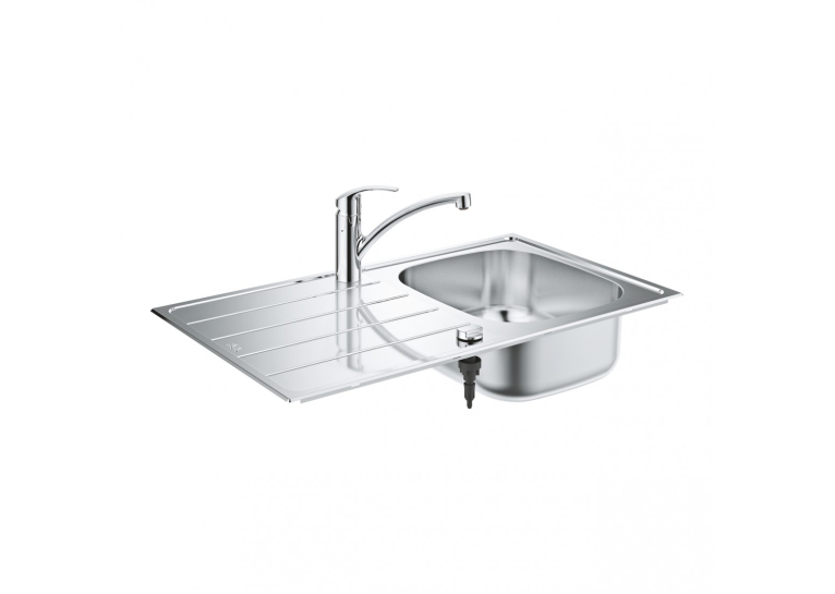 Мойка из нержавеющей стали Grohe + Однорычажный смеситель для кухни Eurosmart 31565SD1 Сталь
