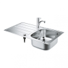 Мойка из нержавеющей стали Grohe + Однорычажный смеситель для кухни Eurosmart 31565SD1 Сталь