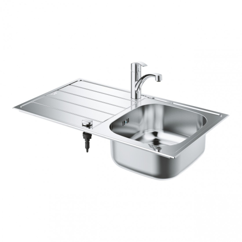 Мойка из нержавеющей стали Grohe + Однорычажный смеситель для кухни Eurosmart 31565SD1 Сталь
