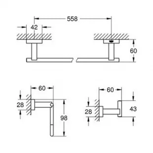 Набор аксессуаров Guest 3 в 1 Grohe Essentials Cube 40777001