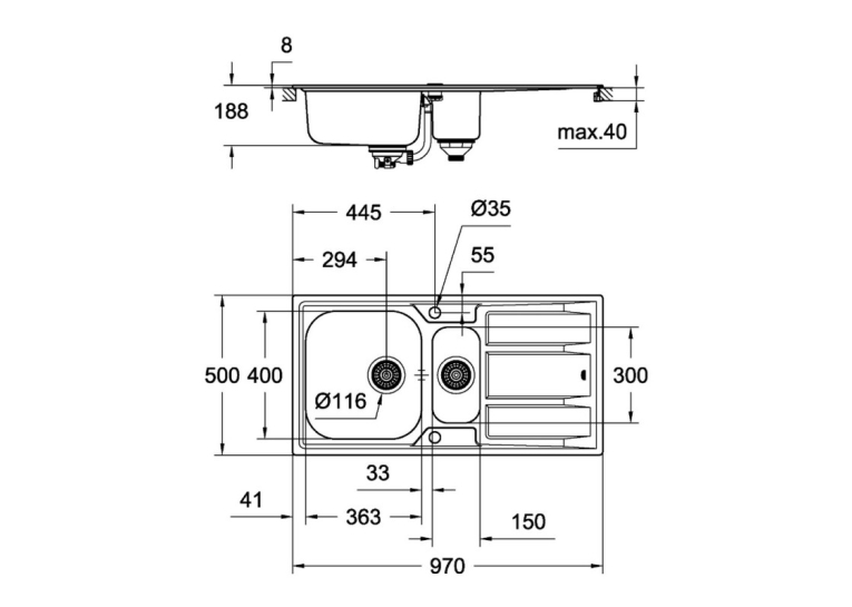 Кухонна мийка Grohe EX Sink K400 31567SD0 Сталь