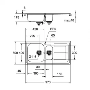 Кухонная мойка Grohe EX Sink K300 31564SD0 Сталь